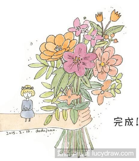 插画教程：怎么画情人节花束