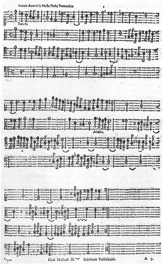 Facsimile of the first piece of Fiori musicali