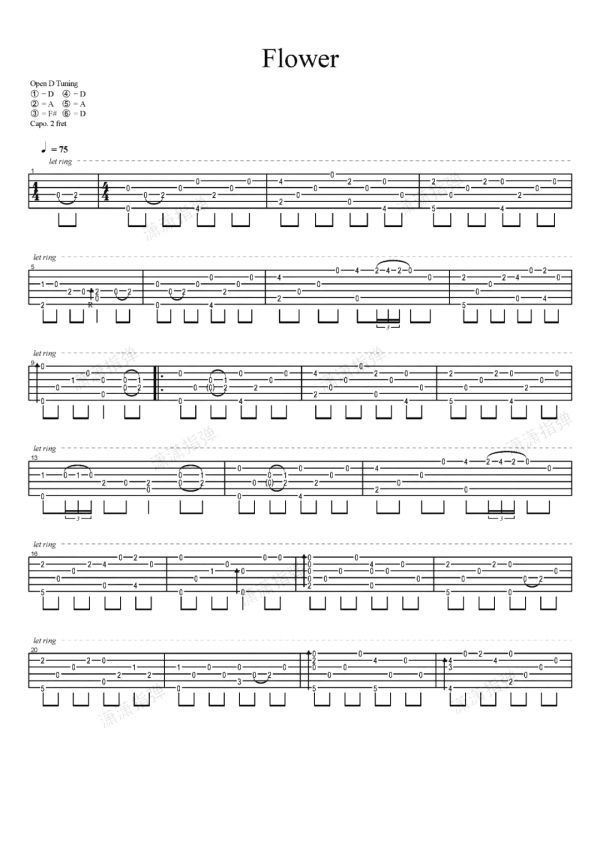 岸部真明《Flower》指弹吉他谱-独奏教学-1