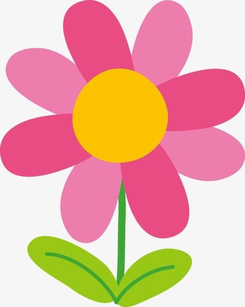 红色 花朵 叶子 简笔画